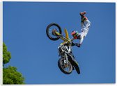 WallClassics - PVC Schuimplaat- Freestyle Motocross boven Boom - 40x30 cm Foto op PVC Schuimplaat