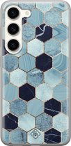 Casimoda® hoesje - Geschikt voor Samsung S23 - Blue Cubes - Backcover - Siliconen/TPU - Blauw