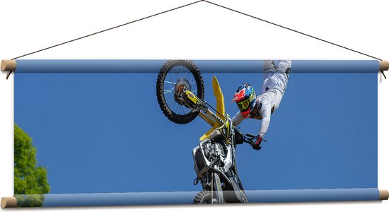 Foto: Wallclassics textielposter freestyle motocross boven boom 90x30 cm foto op textiel