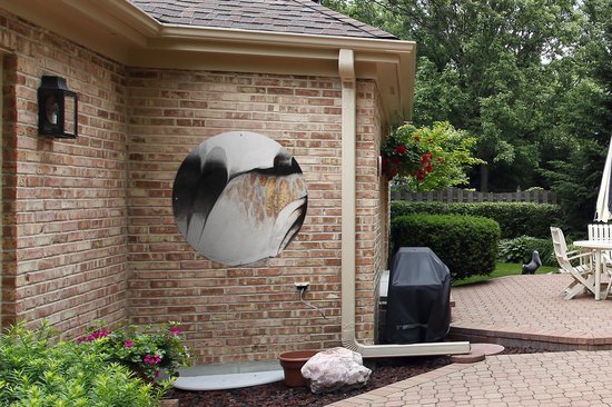 Garden Circle Goud - Abstrait - Design - 90x90 cm - Affiche de Jardin Ronde - Extérieur