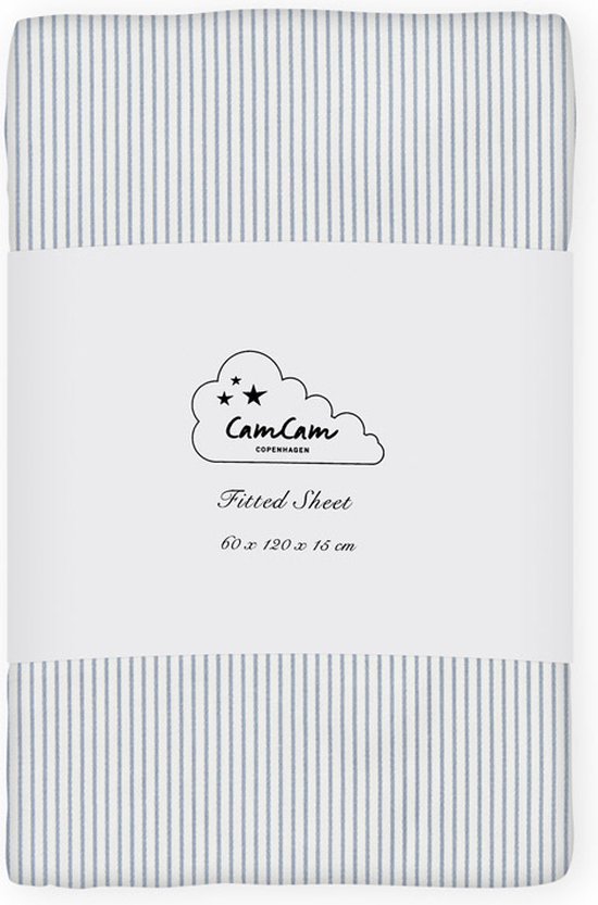 Cam Cam hoeslaken met print strepen 60x120 - classic stripes blue