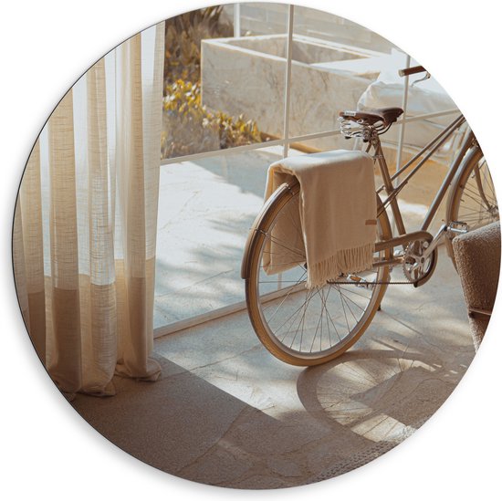 WallClassics - Dibond Muurcirkel - Fiets als Decoratiestuk in Huiskamer - 80x80 cm Foto op Aluminium Muurcirkel (met ophangsysteem)