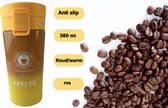 koffiebeker to go - coffee to go beker - oranje/ bruin - thermosbeker - 380ml - dubbelwandig - RVS