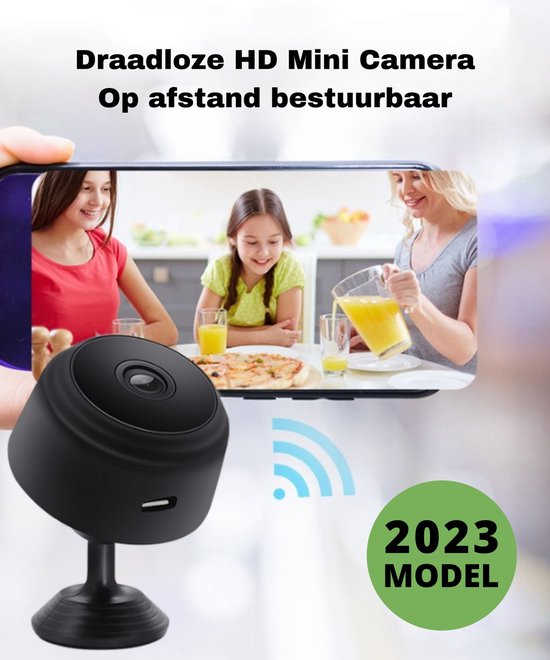 Olaf A9 - Huisdiercamera - Babyfoon - Mini camera met app - Audio - Nachtvisie - Live - 360° - Zwart