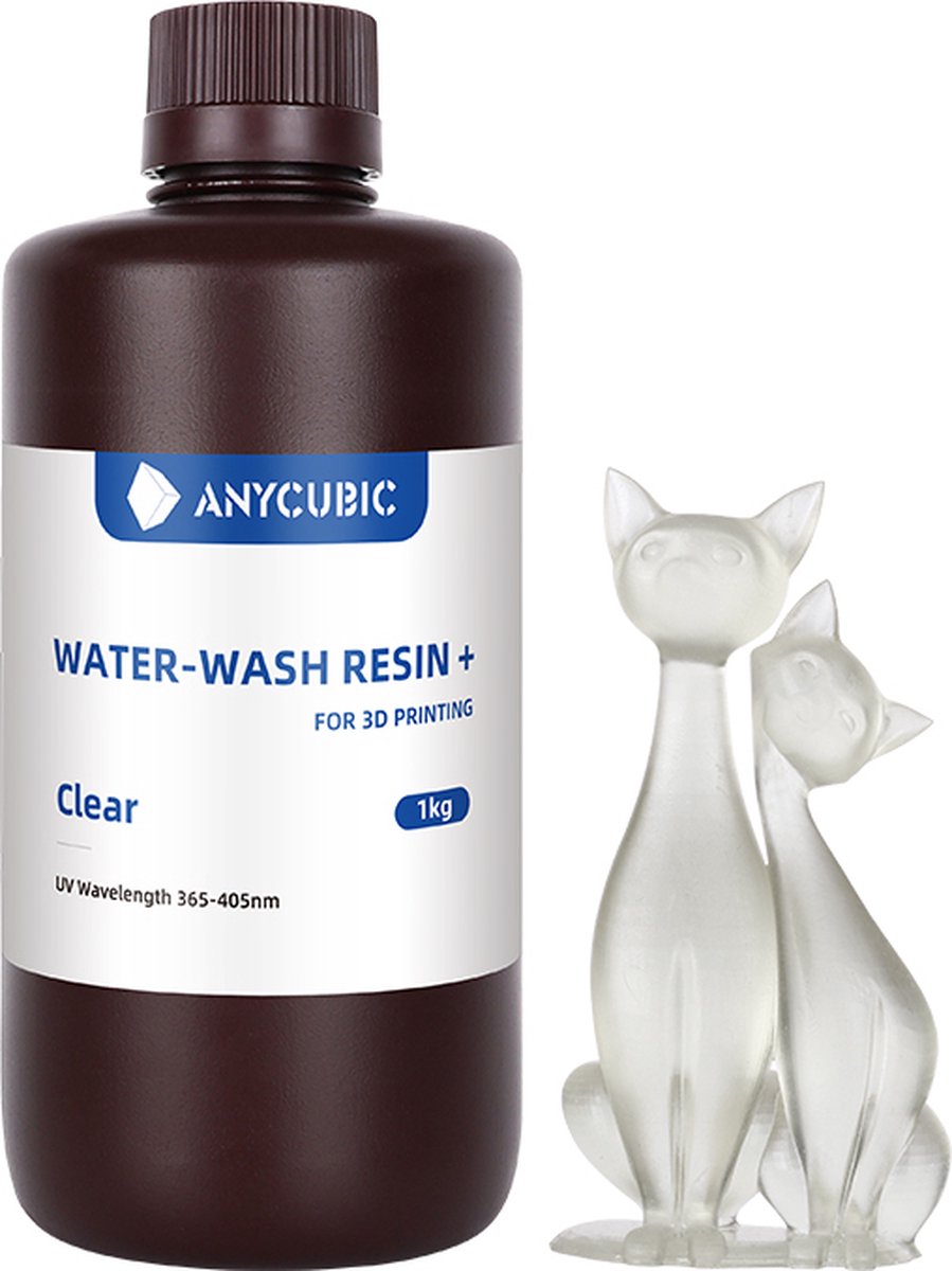 Anycubic Water-Wash Resin+ - 1Liter - 5 Verschillende Kleuren - 3D Printer Resin - Doorzichtig Wit