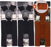 Safekeepers bretels heren -  Bretels 3 stuks - bretels heren volwassenen -  bretellen voor mannen - bretels heren met brede clip 3 stuks: zwart en bruin