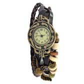 Fako® - Armband Horloge - Engelhart - Hart Met Vleugels - Bruin