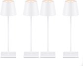 4 stuks Oplaadbare tafellamp dimbaar wit aluminium 2700K Bureaulamp