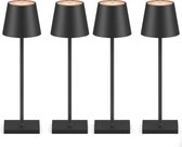 4 Stuks Oplaadbare tafellamp dimbaar zwart aluminium 2700K Bureaulamp