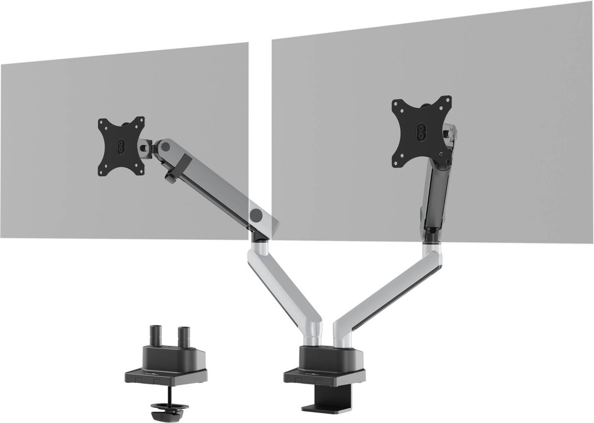 Durable monitorbeugel SELECT PLUS met arm voor 2 monitoren, tafelbeugel, VESA, flexibel verstelbaar, 509723
