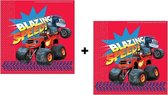 Nickelodeon - Blaze en de Monsterwielen - Kinderfeest - Servetten - 40 Stuks - 33 Cm.