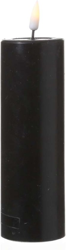 Deluxe Homeart Led Kaars Black Real Flame 7,5 x 20 cm- net een echte kaars - zwart