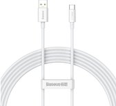 Baseus - Universele USB naar Type C kabel - Geschikt voor o.a. Samsung en andere apparaten - 1 Meter - 65W - Wit