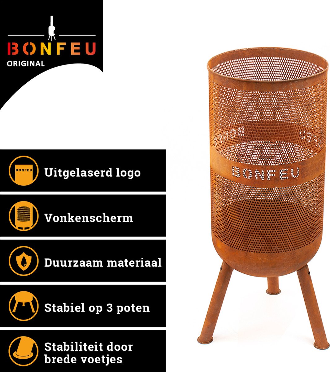 BonFeu BonVes Fire Basket 34 cm - Brown (Rust)