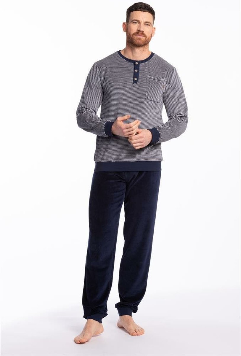 Eskimo Pyjama lange broek 'Blue'/'Grey' Katoen L