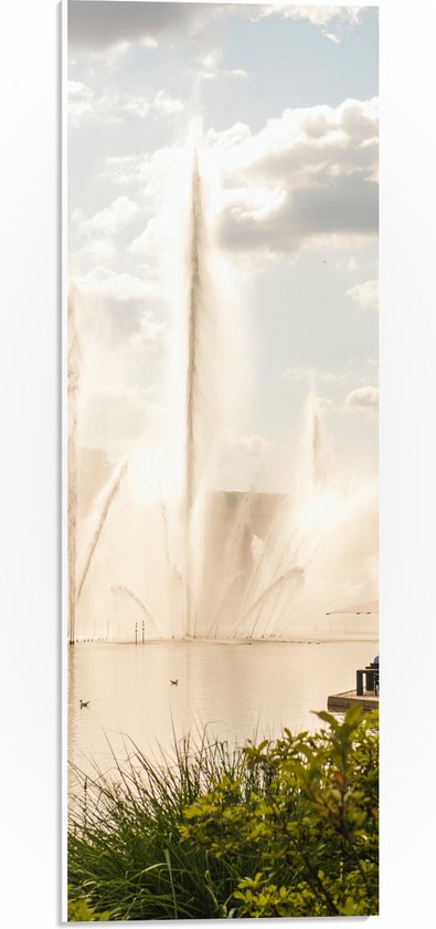 PVC Schuimplaat - Waterfontein in een Meer - 20x60 cm Foto op PVC Schuimplaat (Met Ophangsysteem)