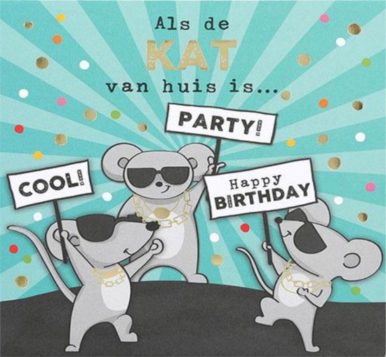 Depesche - Pop up muziekkaart met licht en de tekst "Als de kat van huis is ... Cool! Party! ..." - mot. 029