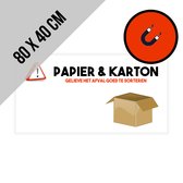 Magneetbord "Papier & karton" | 80 x 40 cm | Afvalcontainer | Afval | Sorteren | Container | Sterke magneet | Voor binnen en buiten | 1 stuk