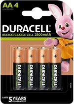 Piles rechargeables Duracell AA 2500mAh Ideal pour les Manettes Xbox , pack de 4 piles