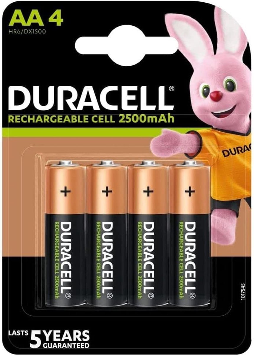 Duracell Rechargeable Batteries AA 2500mAh Ideal for Xbox Controllers, Pack of 4 Batteries
