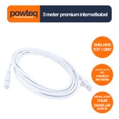 Powteq - 3 meter internetkabel - Wit - Cat 5e met RJ45 stekkers
