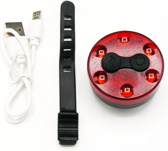 Achterlicht Fiets Oplaadbaar – Met USB-kabel – LED – ø 45mm - Rood