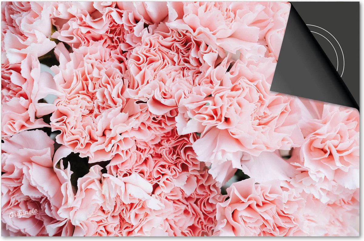 Inductie beschermer 60x60 - afdekplaat inductie mat - Dietrix Kookplaat beschermer - Exclusief - Flowers 19 - Pioen lichtroze wit