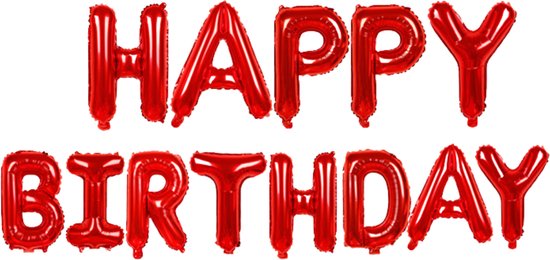 Fienosa Verjaardag Versiering - Happy Birthday - Rood 37 cm Letters - Happy Birthday versiering - Happy Birthday Slinger - Ballonnen Verjaardag - Verjaardag Decoratie