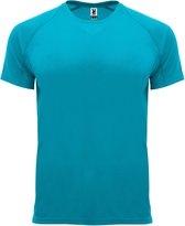 Turquoise unisex sportshirt korte mouwen Bahrain merk Roly maat L