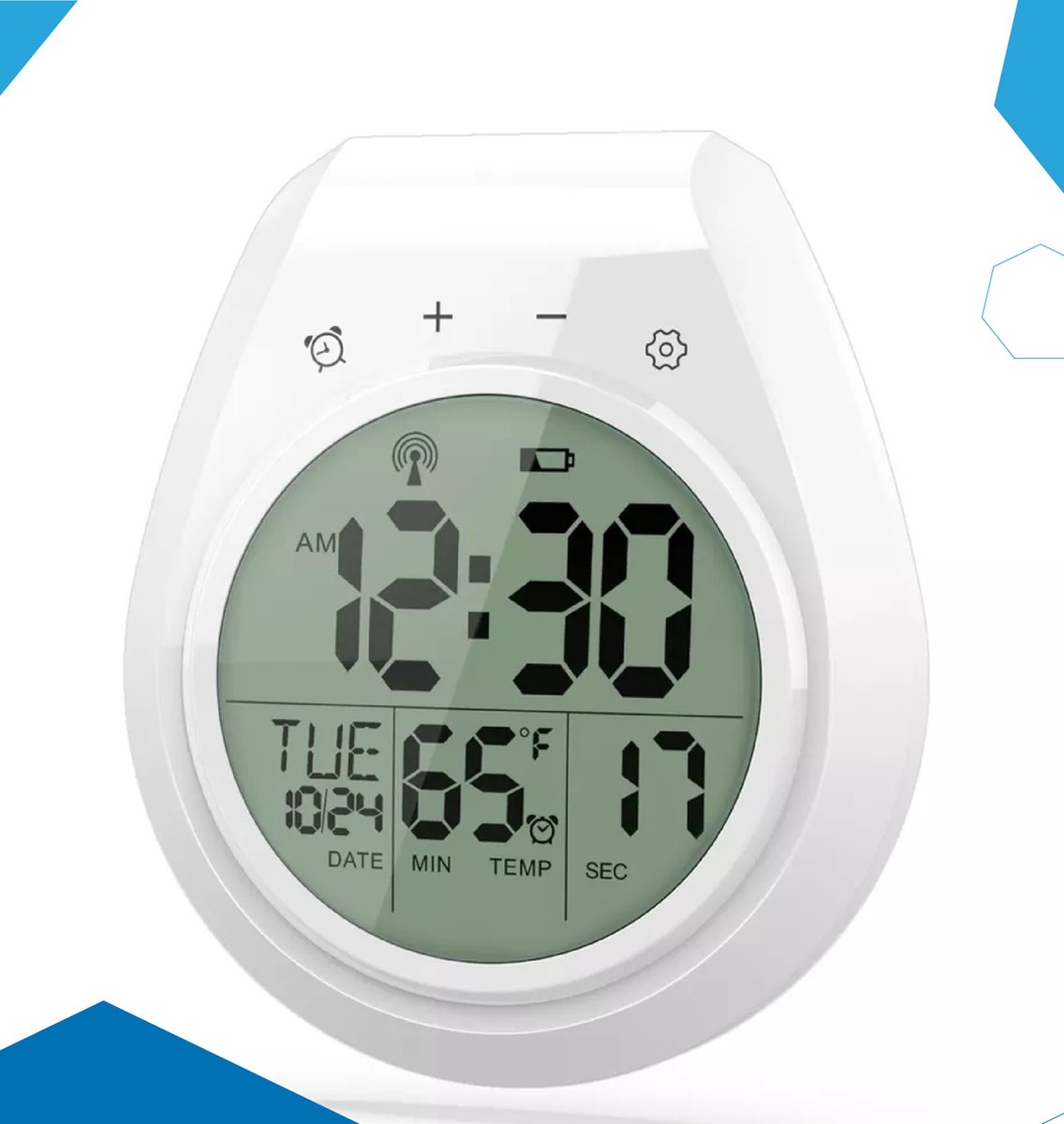 Soddyenergy LCD digitale doucheklok, badkamerklok, waterdichte doucheklok met timer temperatuur vochtigheid, doucheklok en keukentimer voor aan de muur
