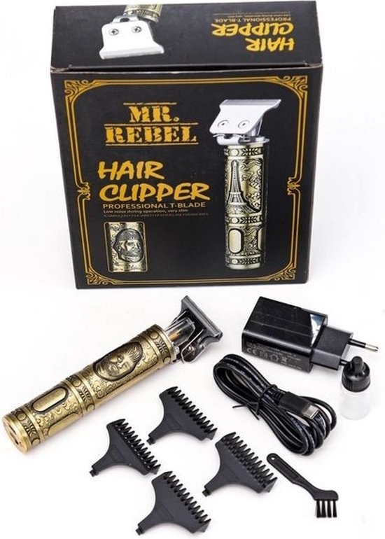 MR.REBEL Hair Clipper Professional T-Blade Tondeuse baardtrimmer USB-oplaadbaar... | bol.com