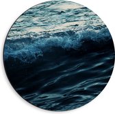 Dibond Muurcirkel - Golvende Blauwe Zee - 40x40 cm Foto op Aluminium Muurcirkel (met ophangsysteem)