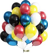 Luna Balunas Super Held Latex Ballonnen 50 Stuks - Galaxy Helium Vliegtuig vlieg thema- Zwart rood geel wit Verjaardag versiering Feest