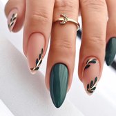 Press On Nails - Nep Nagels - Roze Groen - Almond - Manicure - Plak Nagels - Kunstnagels nailart - Zelfklevend - 19