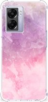 Smartphone hoesje OPPO A77 5G | A57 5G Stevige Telefoonhoesje met transparante rand Pink Purple Paint