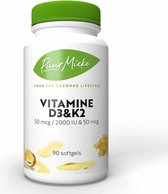 Vitamine D3 en K2 - 2000 IU en 50mcg - 90 softgels