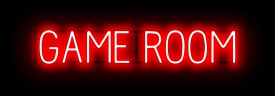 GAME ROOM - Neon LED verlicht wandbord - SpellBrite - 91,9 x 16 cm rood - Mancave Decoratie - 6 Dimstanden - 8 Lichtanimaties