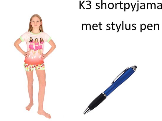 K3 Short Pyjama - Shortama - Strawberry girls. Maat 134/140 cm - 9/10 jaar met Stylus Pen.