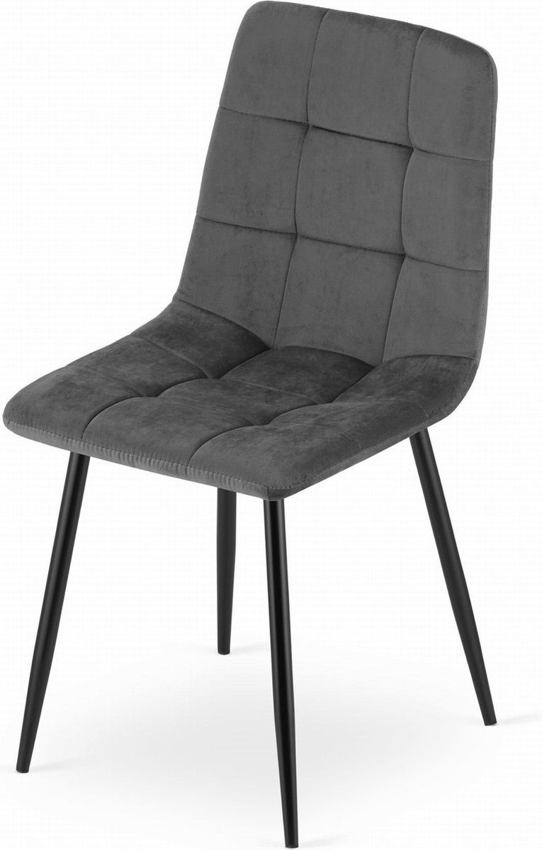 KARA - Velvet eetkamerstoel - donkergrijs - set van 4 eetstoelen