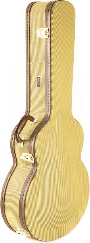 Gitaarkoffer Voor Basgitaren - Tweed Houten Case Met Pluche Voering En Accessoirevak
