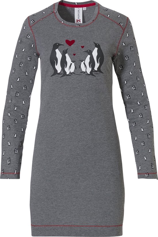 Chemise de Nuit Femme Rebelle Penguin - Gris Foncé - Taille 36