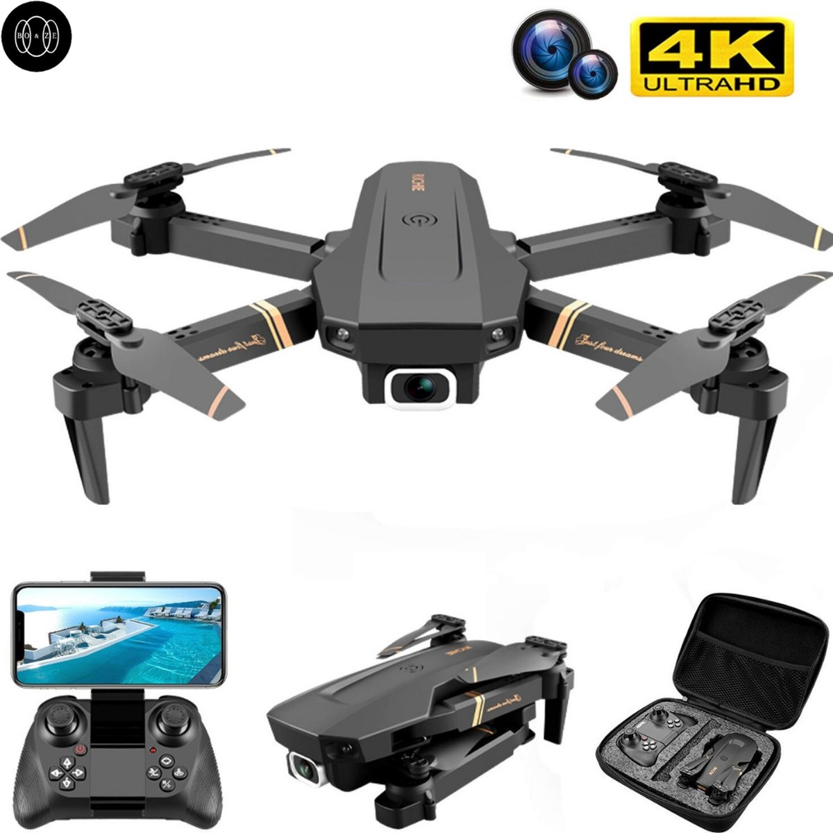 Boze 4K Drone - Drone Met Camera - Drone Met 4K Camera - 4K/Gebruiksvriendelijk/1 Batterij