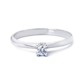 Witgoud - damesring - R&C - Lila - 14 karaat - diamant - uitverkoop Juwelier Verlinden St. Hubert - van €505,= voor €419,=