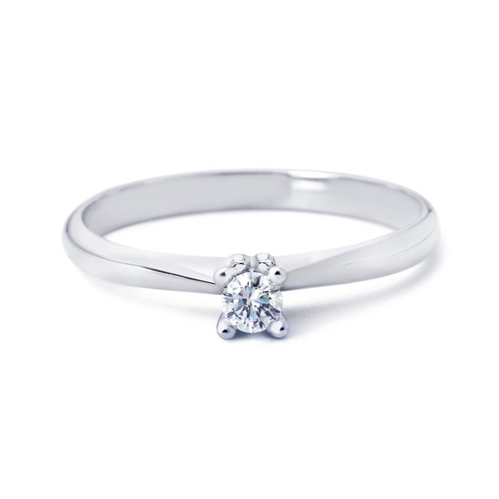 Witgoud - damesring - R&C - Lila - 14 karaat - diamant - uitverkoop Juwelier Verlinden St. Hubert - van €505,= voor €419,=
