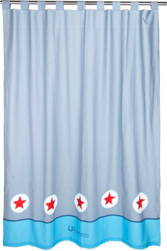 LIEF! - Rideau - Garçons - 100% coton - Avec 6 boucles - Avec étoiles - 140x180 cm - Bleu