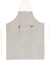 Tiseco Home Studio - Keukenschort SHERLOCK CABLE - 60 % polyester-40% katoen - Verstelbaar aan de nek, ruime voorzak, ophanglus - 68x85 cm - zwart/wit