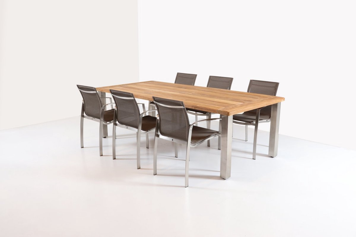4 seasons outdoor - Casa tuintafel 240 x 110 cm - summit tuinstoel - stapelbaar - tuinset