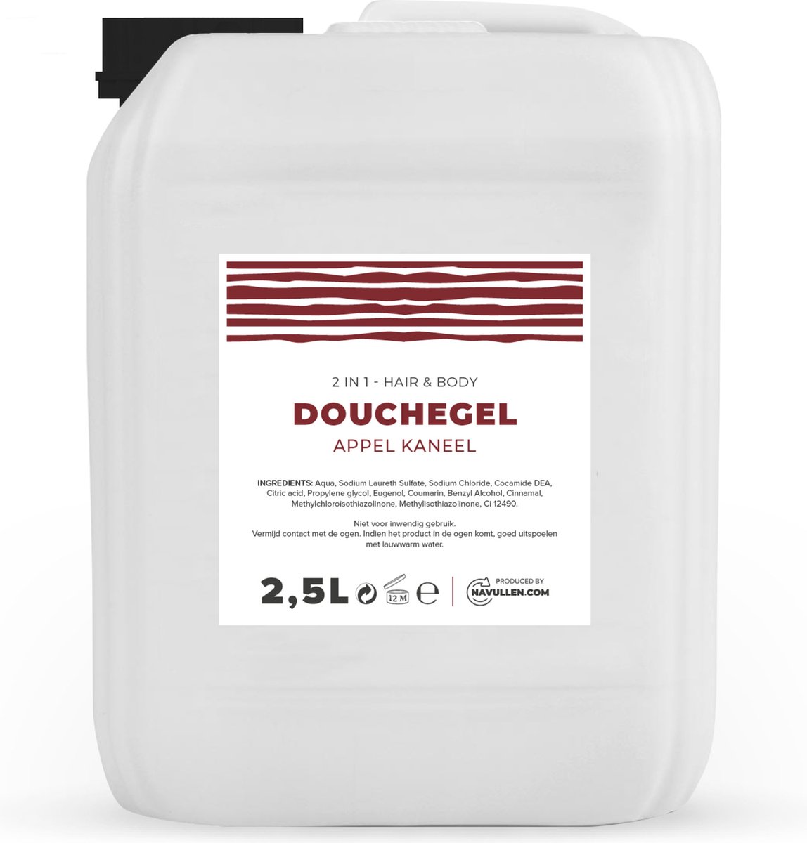 Douchegel - Appel Kaneel - 2,5 Liter - Jerrycan - Hair & Body - Navulling – Navullen