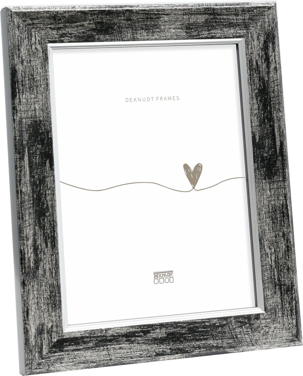 Deknudt Frames fotolijst S45YE2 - zwart met zilver biesje - 20x25 cm
