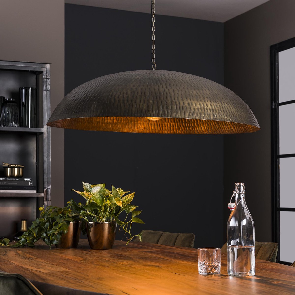 LifestyleFurn Hanglamp Lione - Ø90cm - Brons Antiek